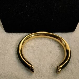 Gold Plated Dark Green Leather Hermes Kyoto Bracelet